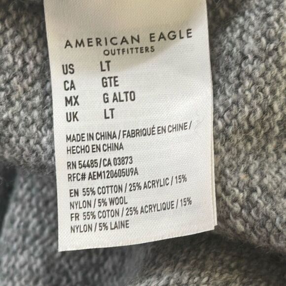 American Eagle‎ AE Sweater Mens LT Shawl Collared Button up Gray Cabincore - Picture 5 of 6